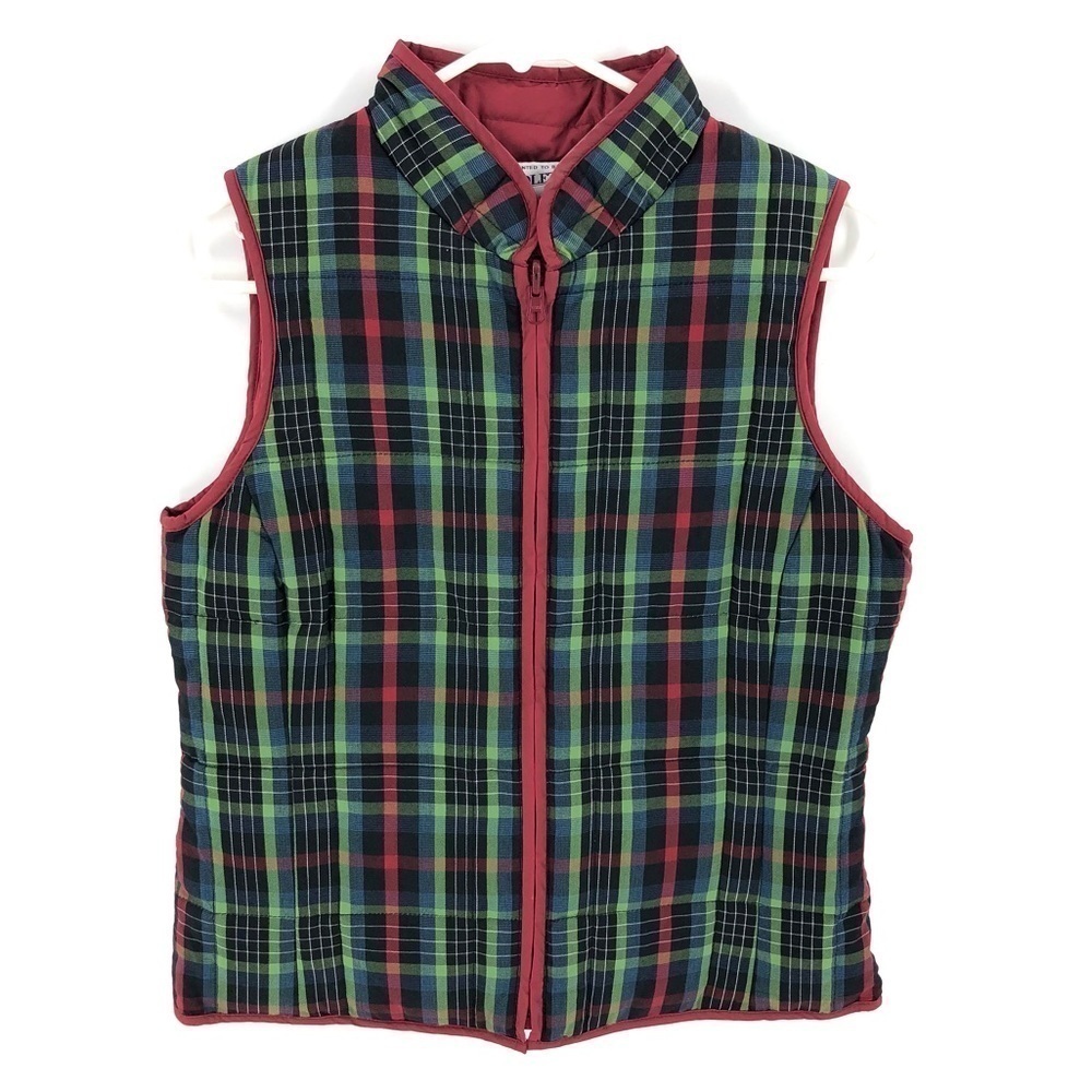 Pendleton Down Puffer Vest Womens Small Quilted Plaid Holiday Preppy Gorp Cozy